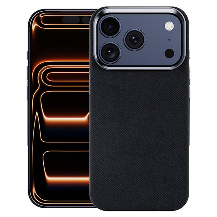 For iPhone 17 Pro Flannel Textured Magnetic Full Coverage Phone Case(Black)