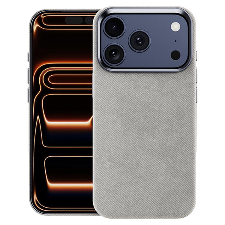 For iPhone 17 Pro Flannel Textured Magnetic Full Coverage Phone Case(Silver Grey)