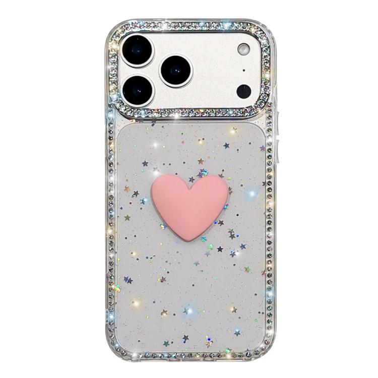 For iPhone 17 Pro Flash Rhinestone Double-sided IMD Love Heart Phone Case(Glitter Stars)