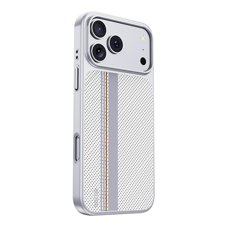 For iPhone 17 Pro Flower World Series Leather Magnetic TPU Phone Case(Coastal White)