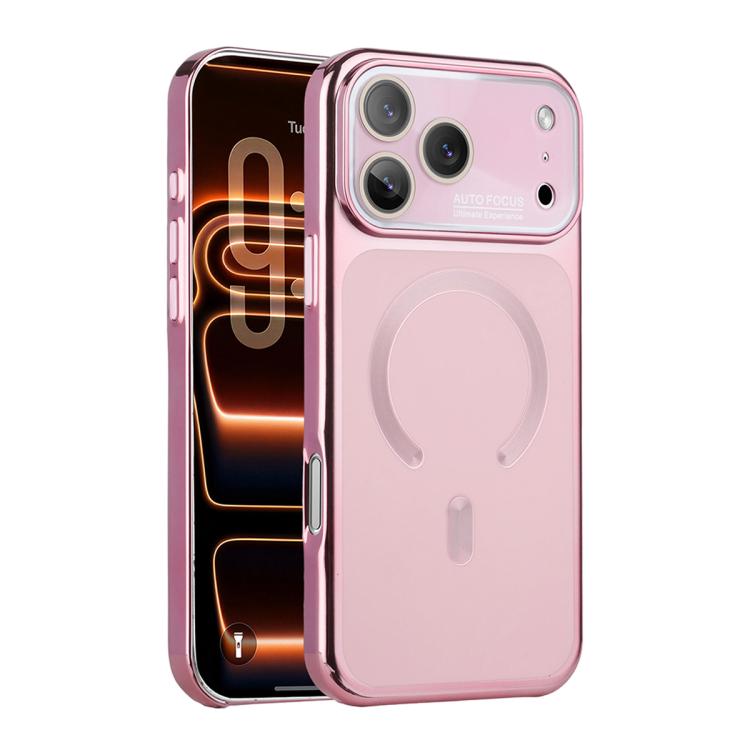 For iPhone 17 Pro Flowing Gold Phantom Magnetic Shockproof Phone Case(Pink)