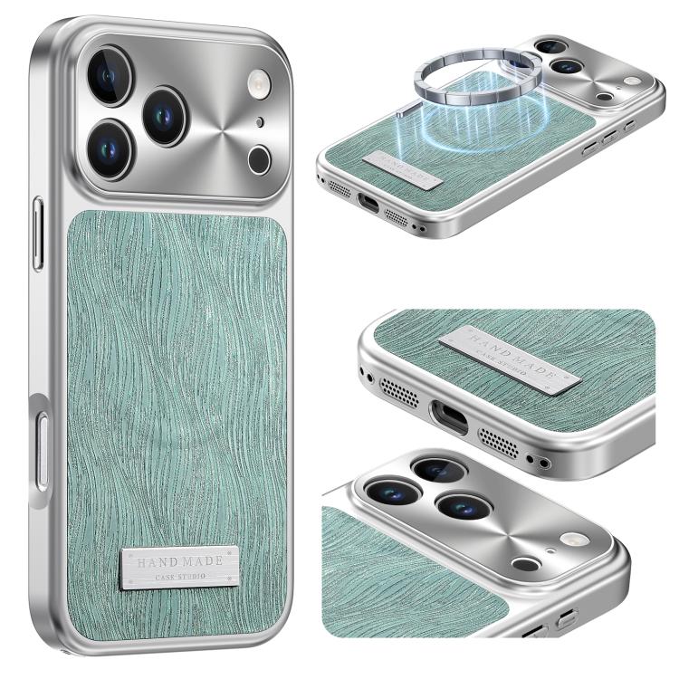 For iPhone 17 Pro Flowing Water Ripple Magnetic Shockproof Phone Case(Green)