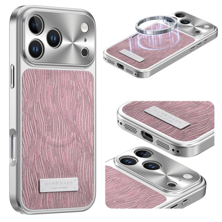 For iPhone 17 Pro Flowing Water Ripple Magnetic Shockproof Phone Case(Pink)