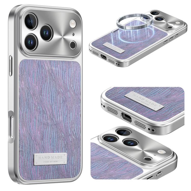 For iPhone 17 Pro Flowing Water Ripple Magnetic Shockproof Phone Case(Purple)
