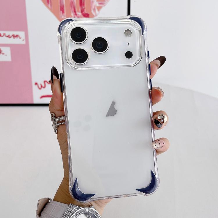 For iPhone 17 Pro Four Corner Airbags Shockproof Color Contrast Soft TPU Phone Case(Blue)