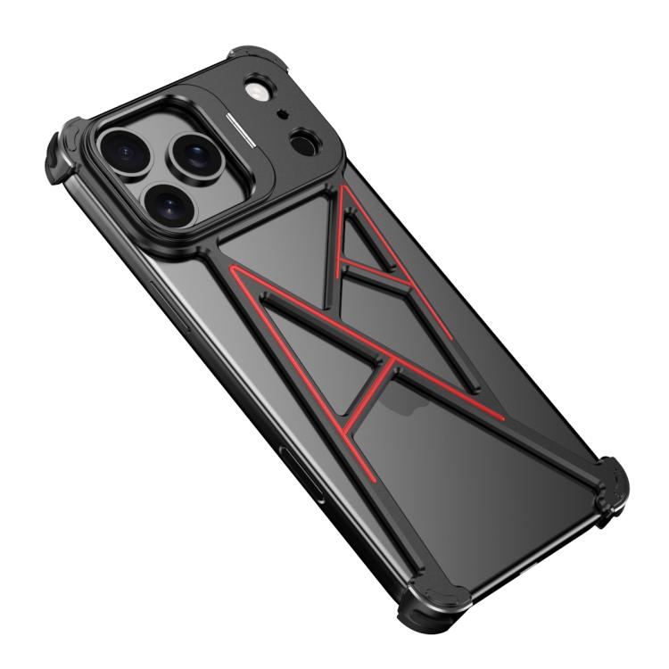 For iPhone 17 Pro Four Corner Shockproof Lens Bracket Hollow Metal Phone Case(Black)