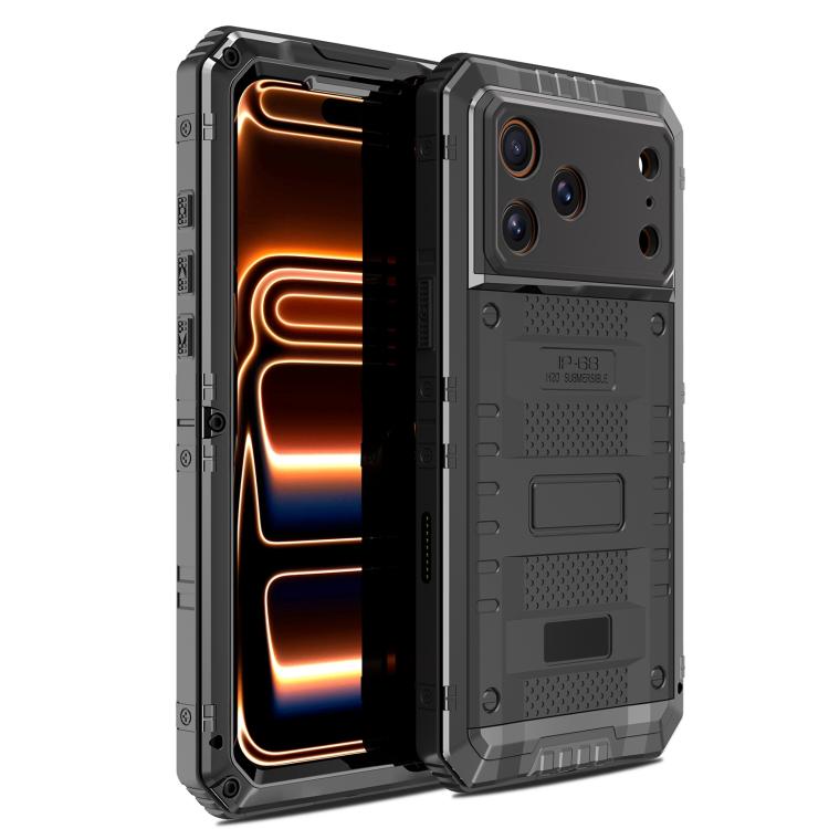 For iPhone 17 Pro Four-proof Metal Hybrid Silicone Phone Case(Black)