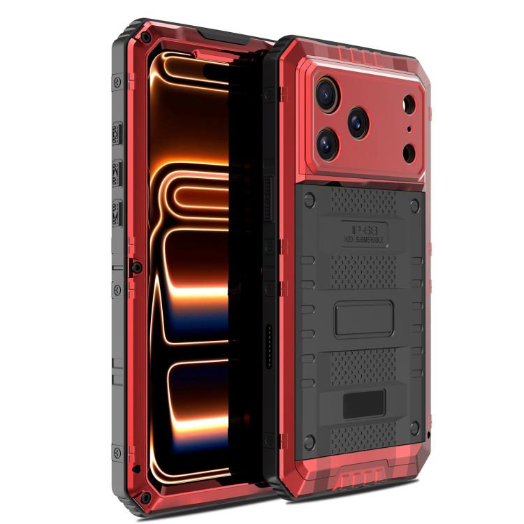 For iPhone 17 Pro Four-proof Metal Hybrid Silicone Phone Case(Red)