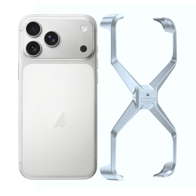 For iPhone 17 Pro Frameless X-shaped Metal Phone Case(Silver)