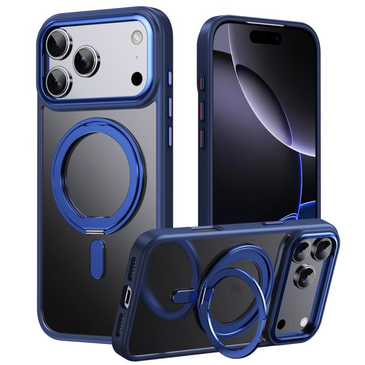 For iPhone 17 Pro Frosted 360 Degree MagSafe Magnetic Holder Phone Case(Blue)