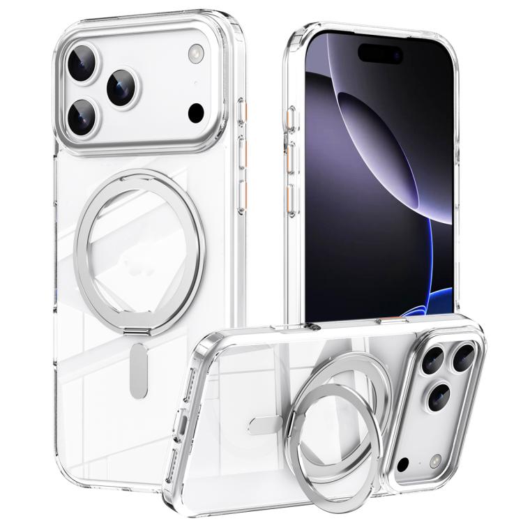 For iPhone 17 Pro Frosted 360 Degree MagSafe Magnetic Holder Phone Case(Silver)