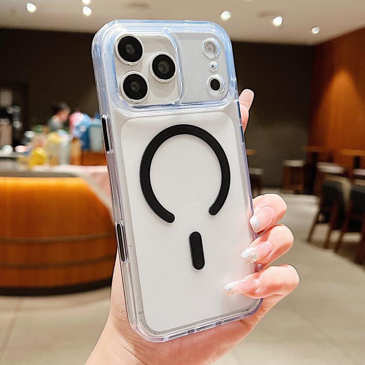 For iPhone 17 Pro Frosted PC Hybrid TPU Magnetic Phone Case with AI Sensing Key(Black)