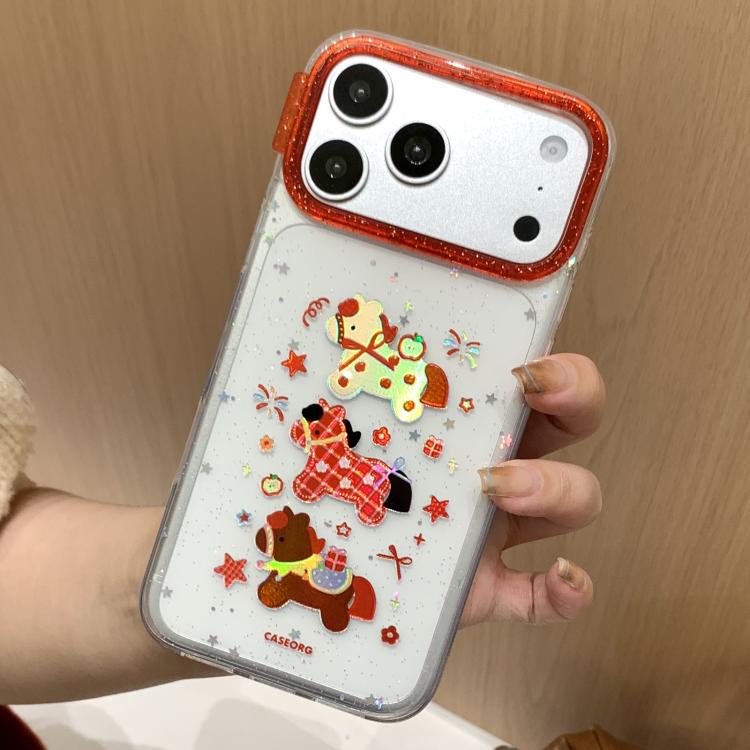 For iPhone 17 Pro Fun Pony Pattern Lunar New Year Phone Case(Transparent)