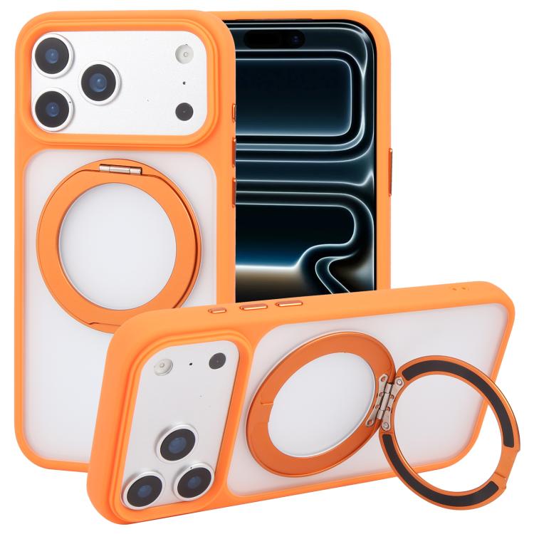For iPhone 17 Pro GEBEI Jazz Series 360 Degree Rotation Holder Skin Feel Frosted MagSafe Phone Case(Orange)