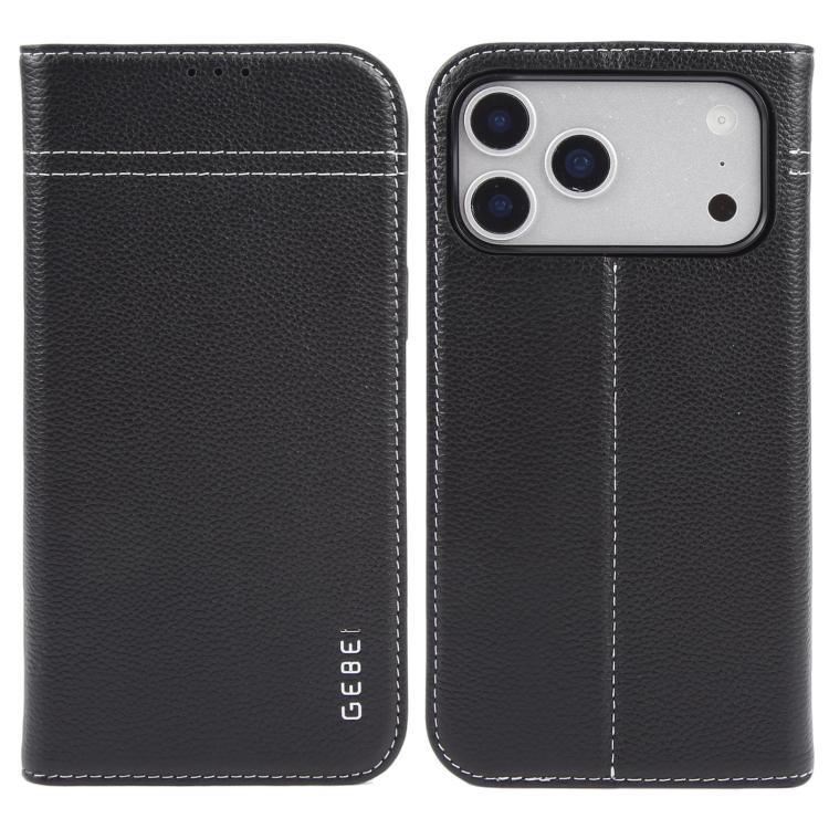 For iPhone 17 Pro GEBEI Top-grain Horizontal Flip Leather Phone Case(Black)