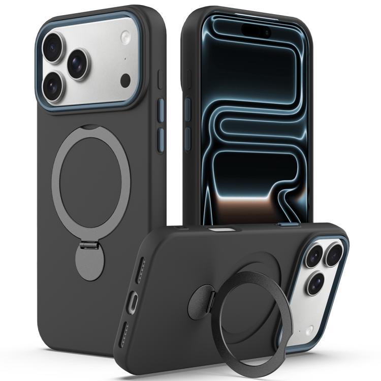 For iPhone 17 Pro Gen1.5 Pivot Ring Holder TPU Hybrid PC Phone Case(Black)