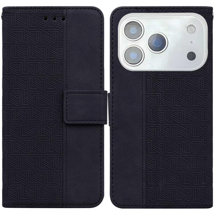 For iPhone 17 Pro Geometric Embossed Leather Phone Case(Black)