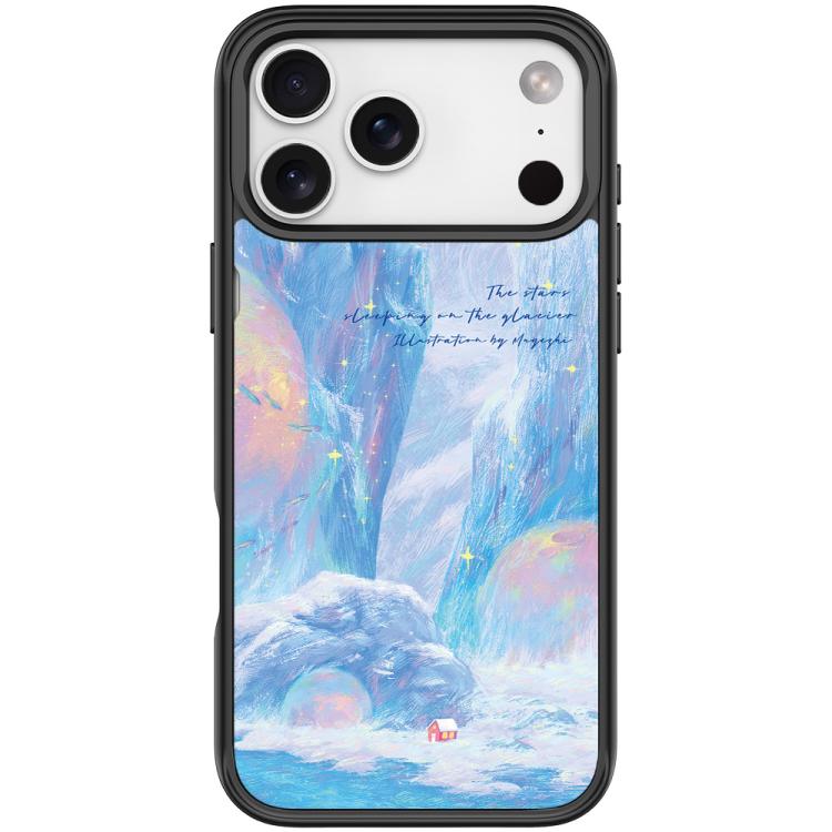 For iPhone 17 Pro Glacier Red House Pattern Magnetic Phone Case(Black)