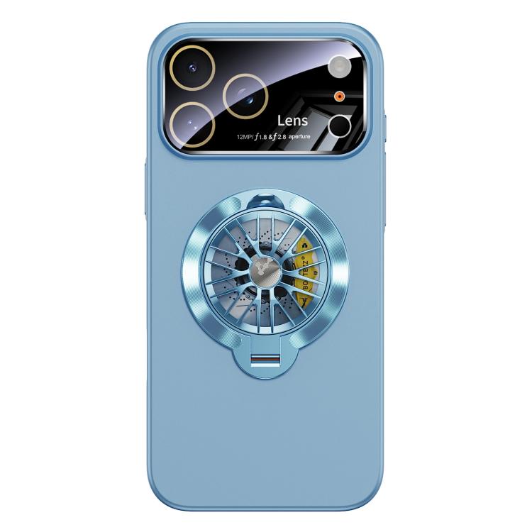 For iPhone 17 Pro Glaze PC Camera Window Gyro Kickstand Magnetic Phone Case(Blue)