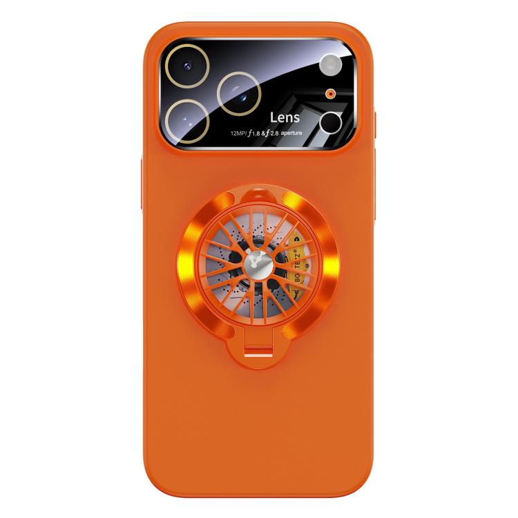 For iPhone 17 Pro Glaze PC Camera Window Gyro Kickstand Magnetic Phone Case(Orange)