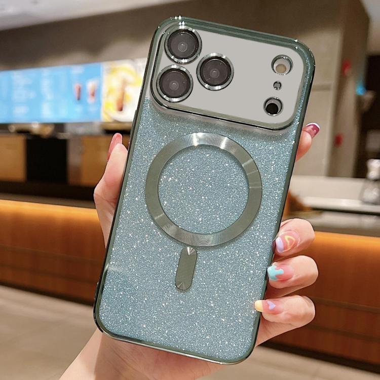 For iPhone 17 Pro Glitter Electroplating MagSafe TPU Phone Case(Green)