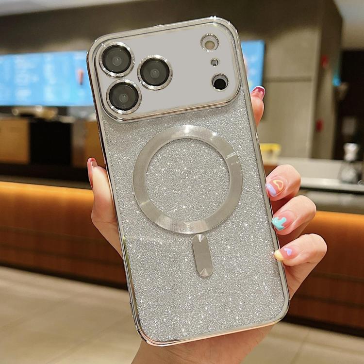 For iPhone 17 Pro Glitter Electroplating MagSafe TPU Phone Case(Silver)