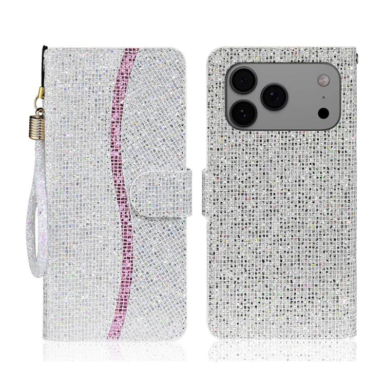 For iPhone 17 Pro Glitter Powder Filp Leather Phone Case(Silver)