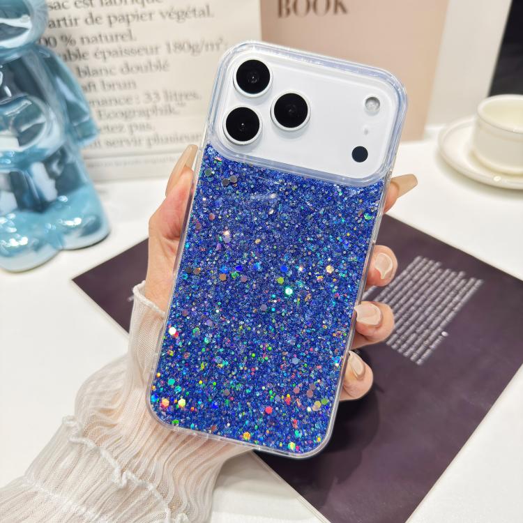For iPhone 17 Pro Glitter Sequins Epoxy TPU Phone Case(Blue)