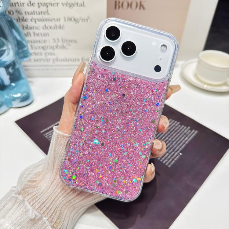 For iPhone 17 Pro Glitter Sequins Epoxy TPU Phone Case(Pink)