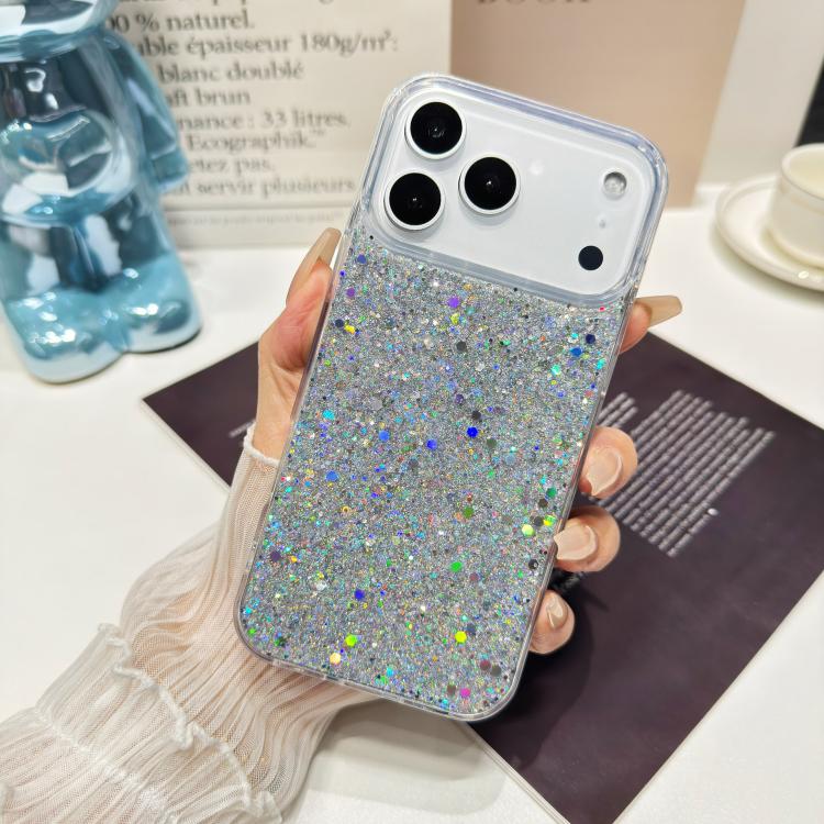 For iPhone 17 Pro Glitter Sequins Epoxy TPU Phone Case(Silver)