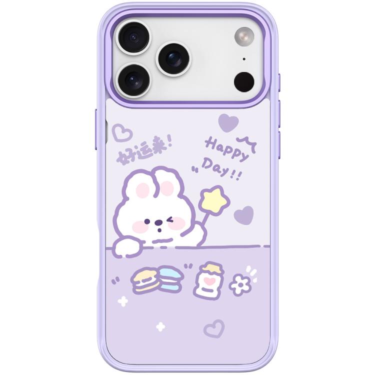 For iPhone 17 Pro Good Luck Star Rabbit Pattern Magnetic Phone Case(Light Purple)