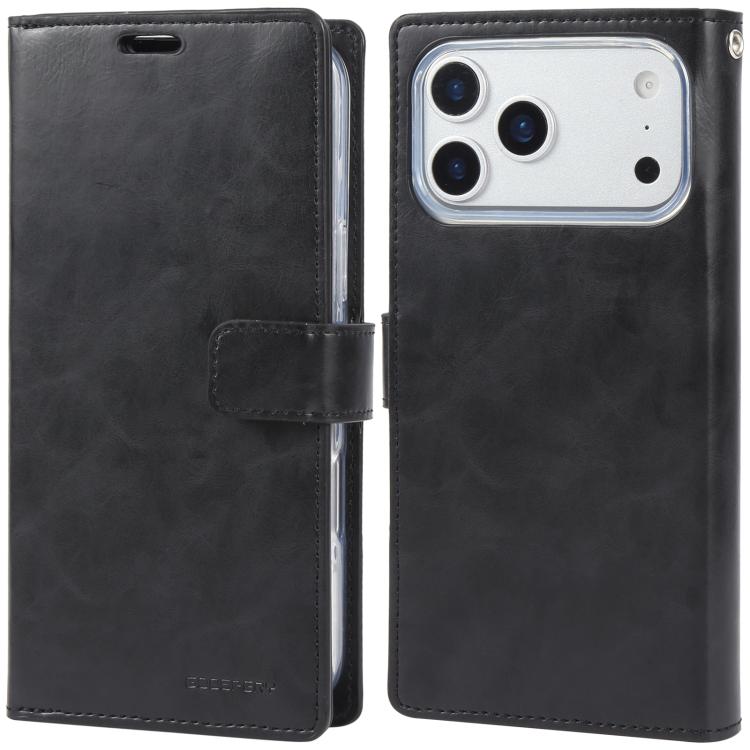 For iPhone 17 Pro GOOSPERY MANSOOR DIARY 9 Card Slots Leather Phone Case(Black)