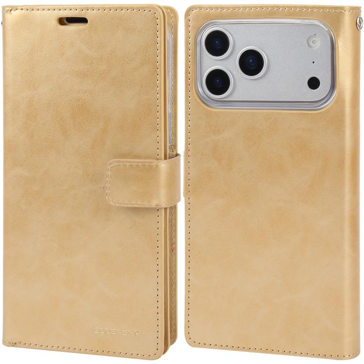 For iPhone 17 Pro GOOSPERY MANSOOR DIARY 9 Card Slots Leather Phone Case(Gold)