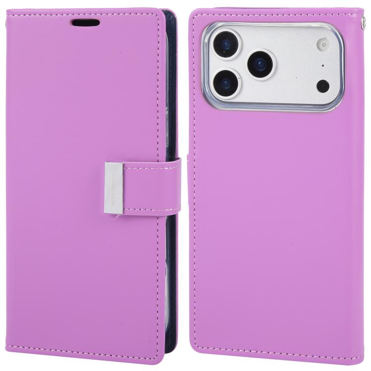 For iPhone 17 Pro GOOSPERY RICH DIARY Crazy Horse Texture Leather Phone Case(Purple)