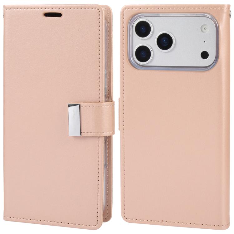 For iPhone 17 Pro GOOSPERY RICH DIARY Crazy Horse Texture Leather Phone Case(Rose Gold)