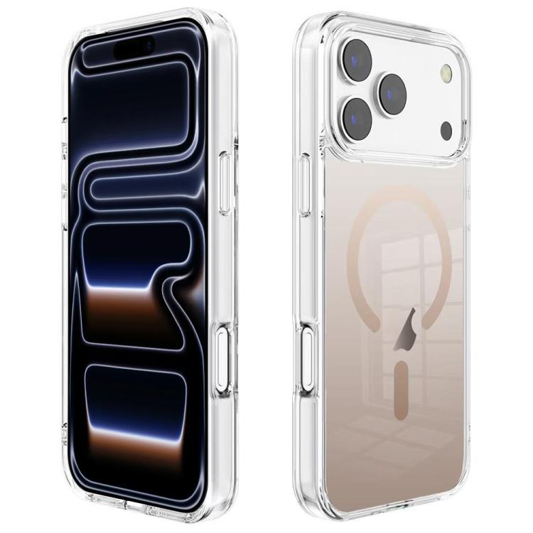 For iPhone 17 Pro Gradient Transparent PC MagSafe Phone Case(Gradient Brown)