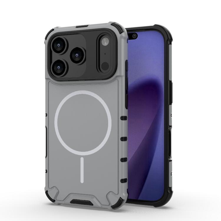 For iPhone 17 Pro Grating Solid Color MagSafe Magnetic Phone Case(Light Grey)
