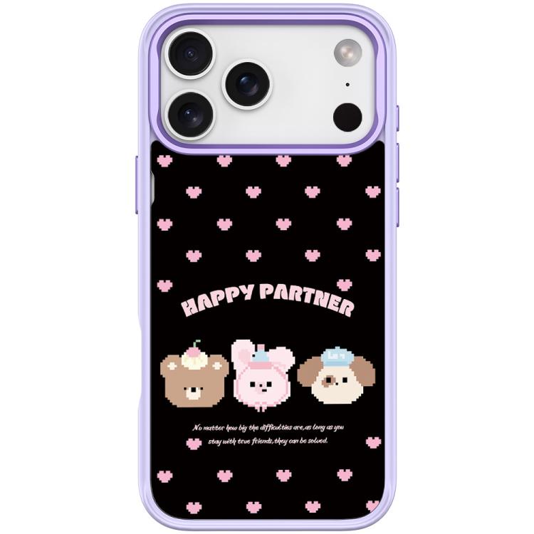 For iPhone 17 Pro Happy Partner Pattern Magnetic Phone Case(Light Purple)