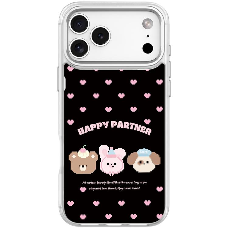 For iPhone 17 Pro Happy Partner Pattern Magnetic Phone Case(Transparent White)