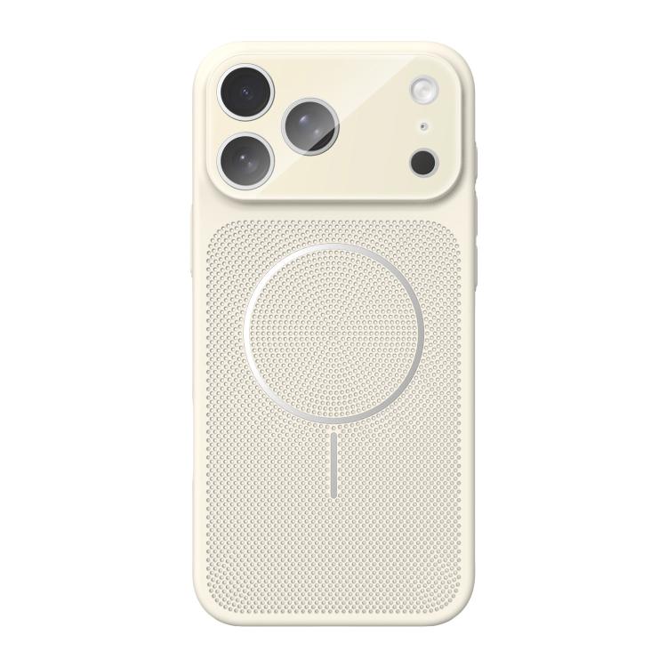 For iPhone 17 Pro Heat Dissipation Breathable Mesh Magnetic PC Phone Case(Beige)