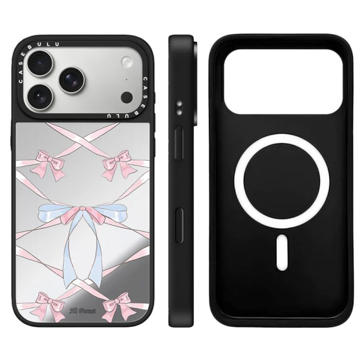 For iPhone 17 Pro Hi Forest Series Pattern Camera Control Button Mirror Magnetic Phone Case(Bow Ribbon)