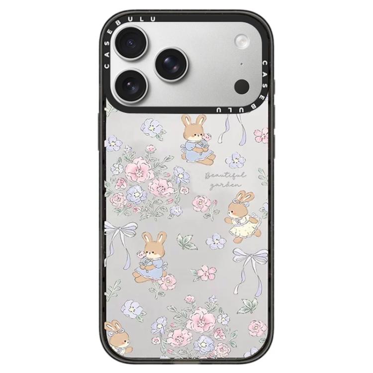 For iPhone 17 Pro Hi Forest Series Pattern Camera Control Button Transparent Acrylic Phone Case(Rabbit Flower)