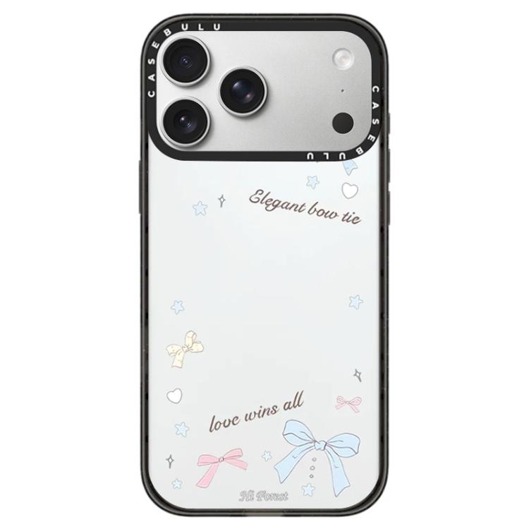 For iPhone 17 Pro Hi Forest Series Pattern Camera Control Button Transparent Acrylic Phone Case(Words Bow-knot)