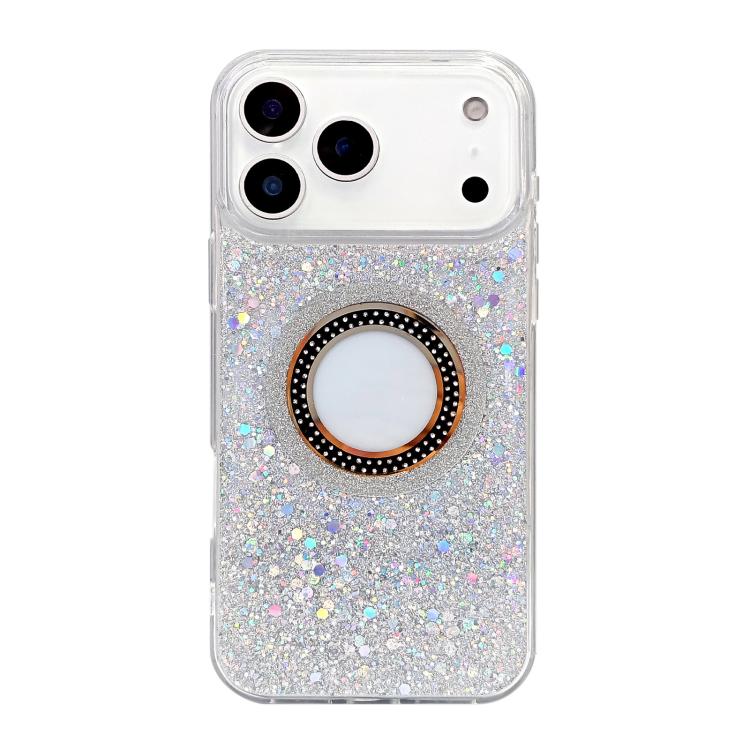 For iPhone 17 Pro Hollow Sequins Glitter MagSafe Electroplating Phone Case(Silver)