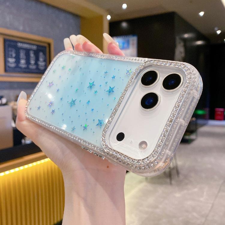 For iPhone 17 Pro Holographic Starry Pattern TPU Hybrid IMD Full Coverage Phone Case(Blue)