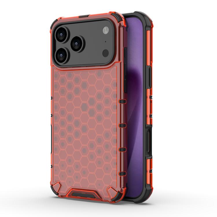 For iPhone 17 Pro Honeycomb Shockproof Phone Case(Red)