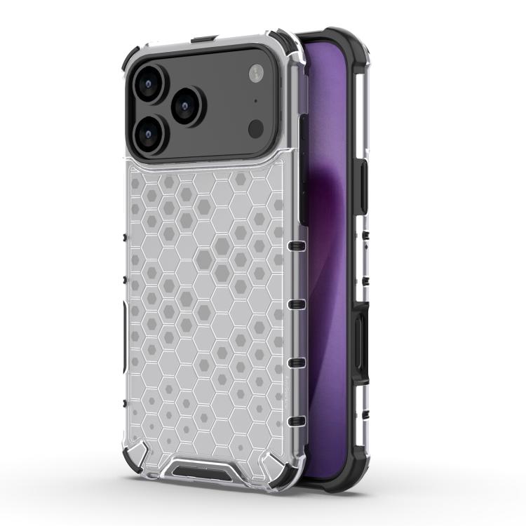 For iPhone 17 Pro Honeycomb Shockproof Phone Case(White)