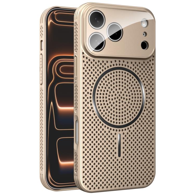 For iPhone 17 Pro Ice Armor Cooling Magnetic Airbag Shockproof Phone Case(Desert Gold)