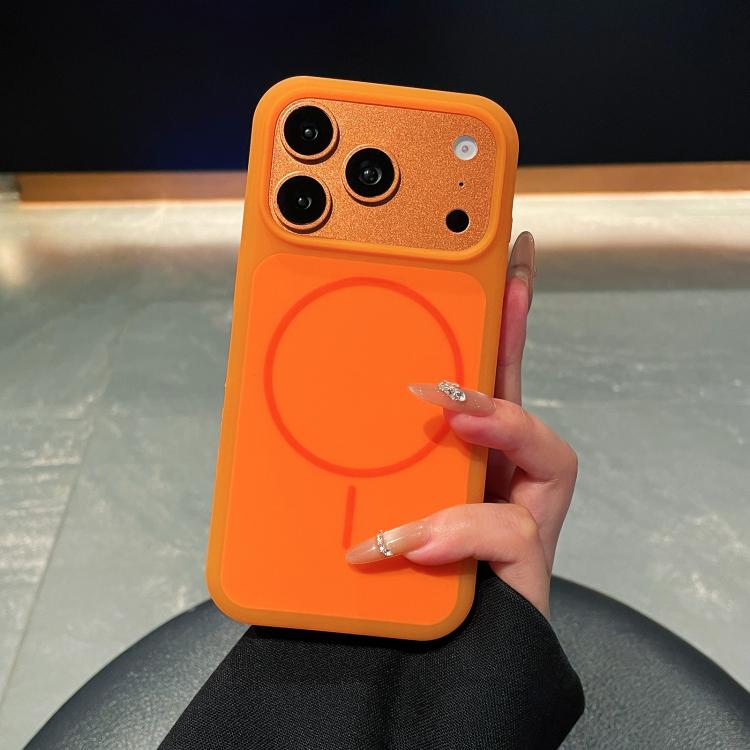 For iPhone 17 Pro Ice Cream Skin Feel Liquid Silicone Fine Circle Magnetic Phone Case(Orange)