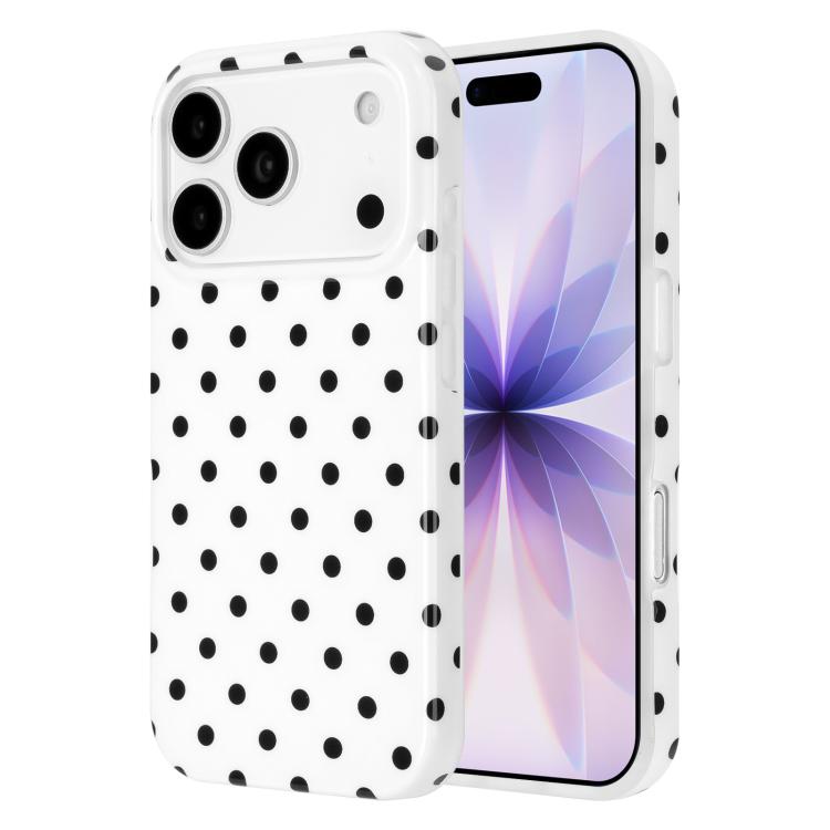 For iPhone 17 Pro IMD Colorful Dots Pattern TPU Full Coverage Phone Case(White)